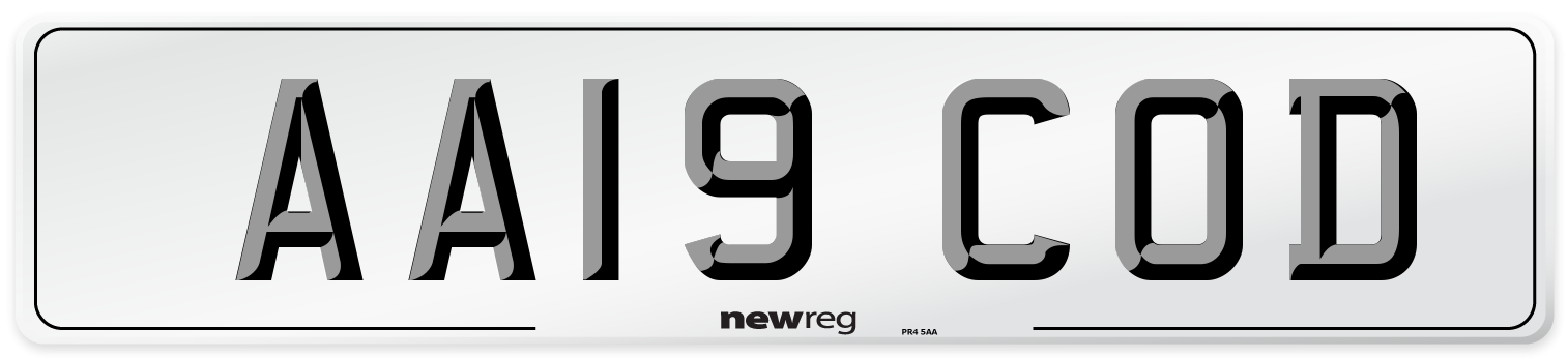AA19 COD Number Plate from New Reg